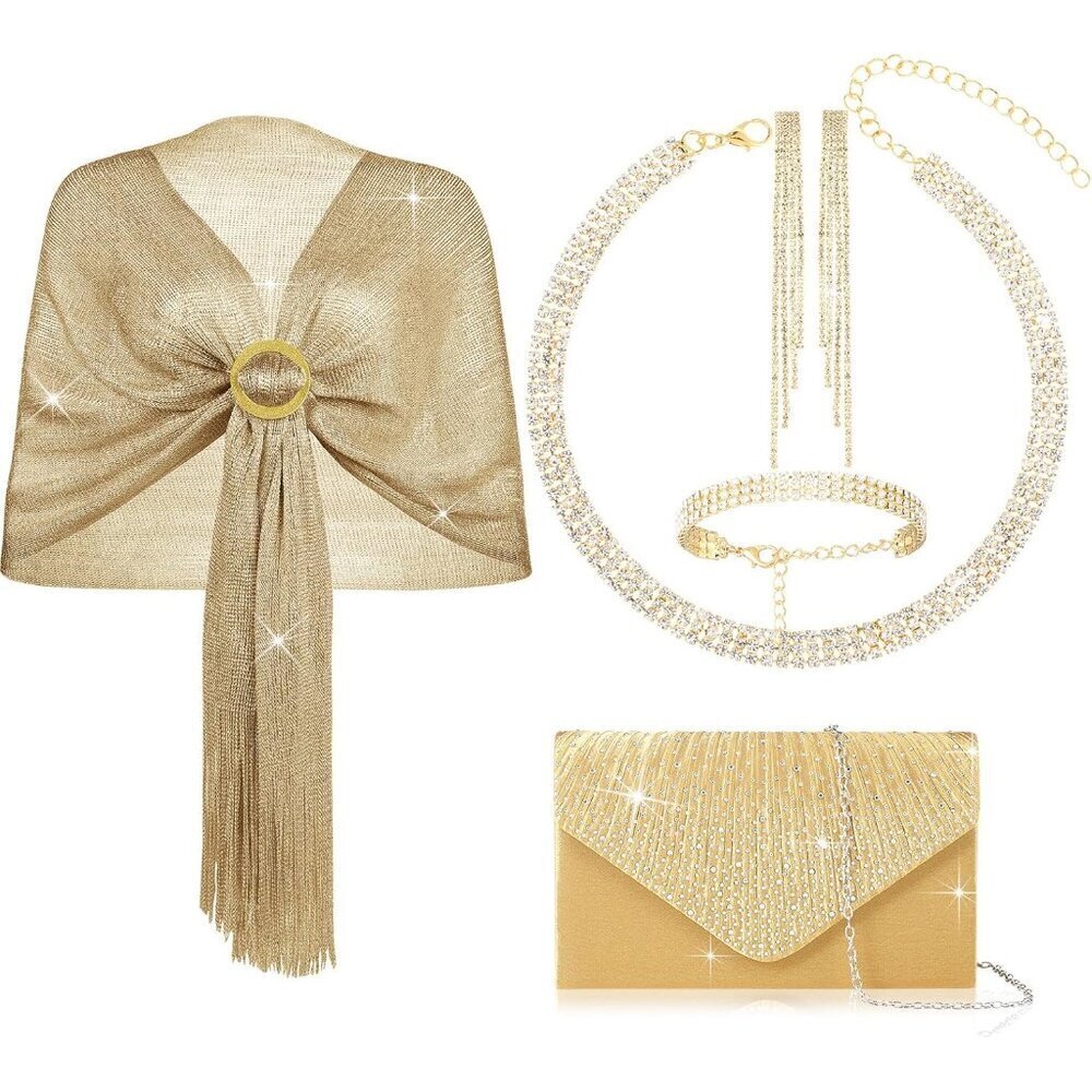 Dressy Jewelry Set with Shawls Clutch for Formal Evening Events Women - Picture 1 of 7